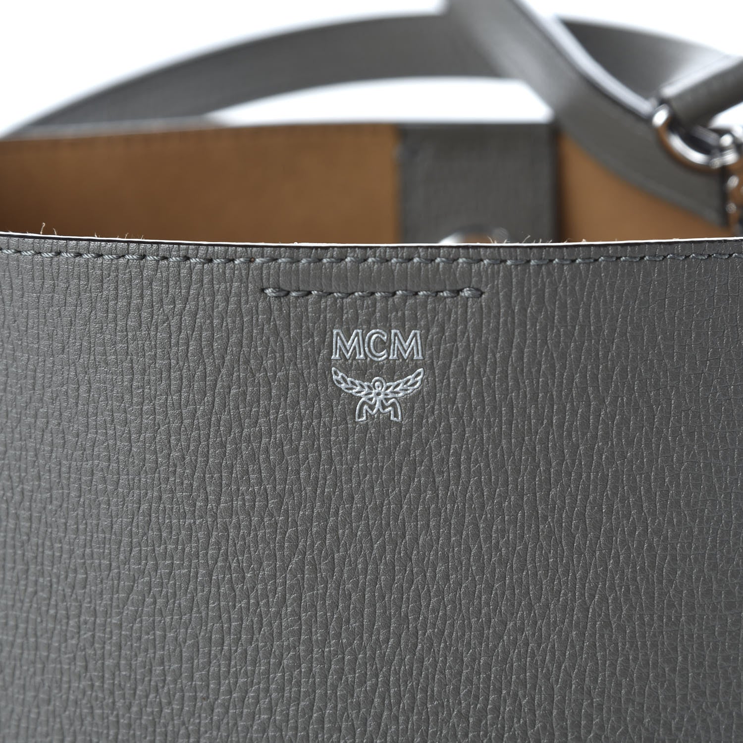 MCM Grained Calfskin Sarah Medium Visetos Hobo Grey 7 of 7