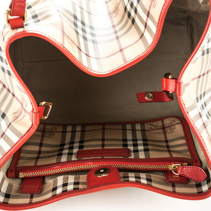 Burberry Haymarket Check Small Canterbury Tote Coral Red 6 of 8