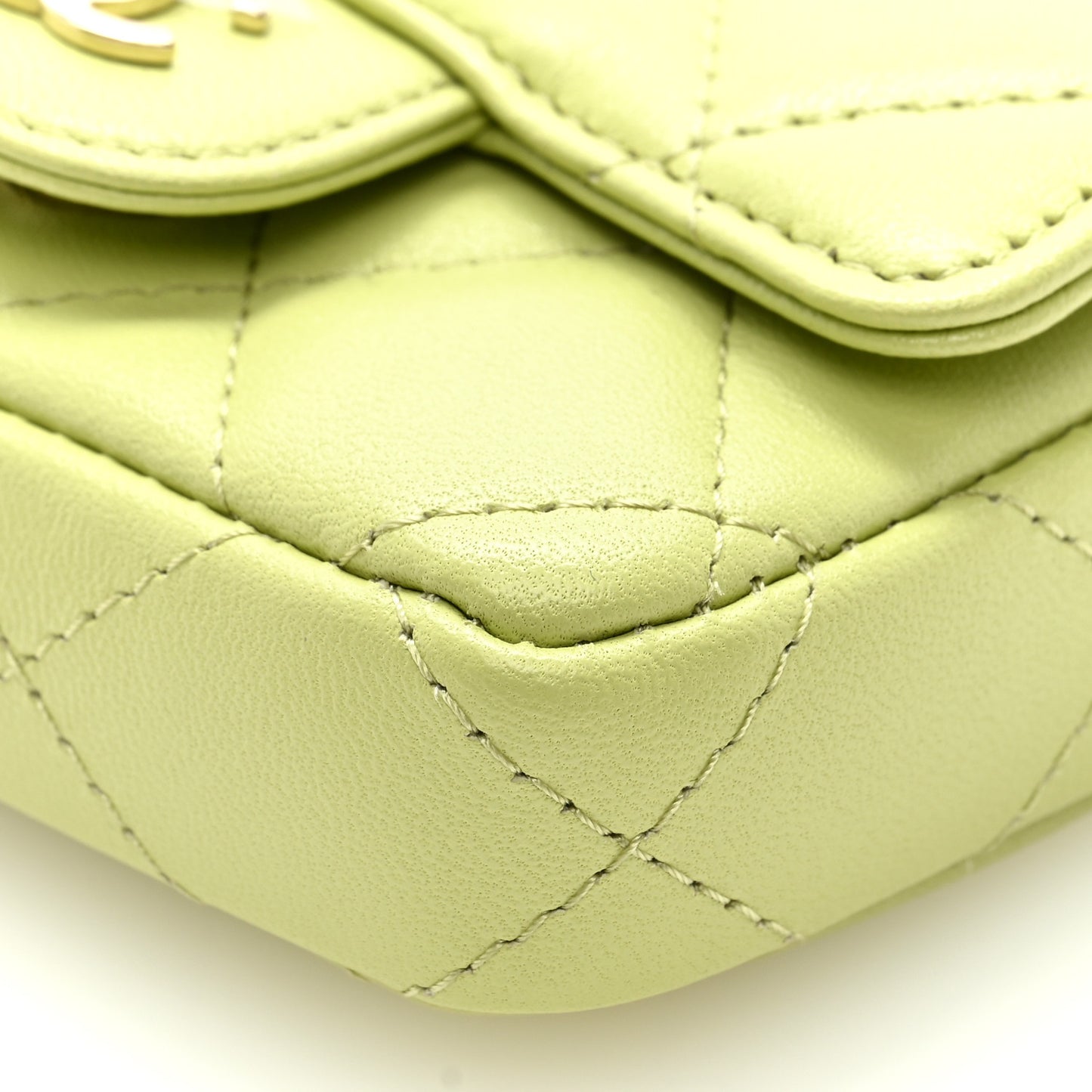 Lambskin Quilted Mini Chain Belt Bag Light Green