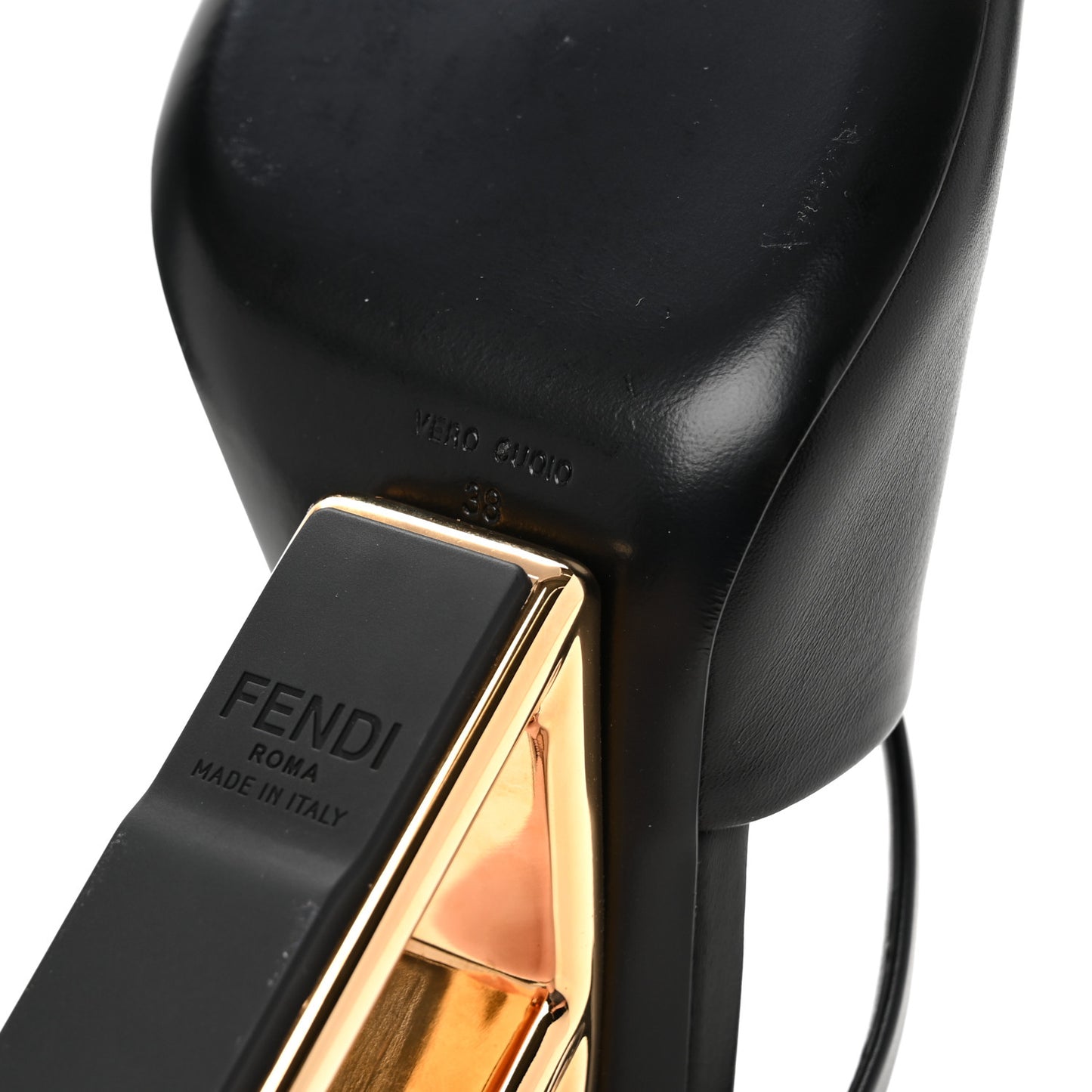 Calfskin Fendi First 95mm Slide Sandals 38 Black