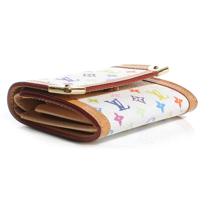 Louis Vuitton Monogram Multicolor Porte-Monnaie Plat Coin Purse White 4 of 7