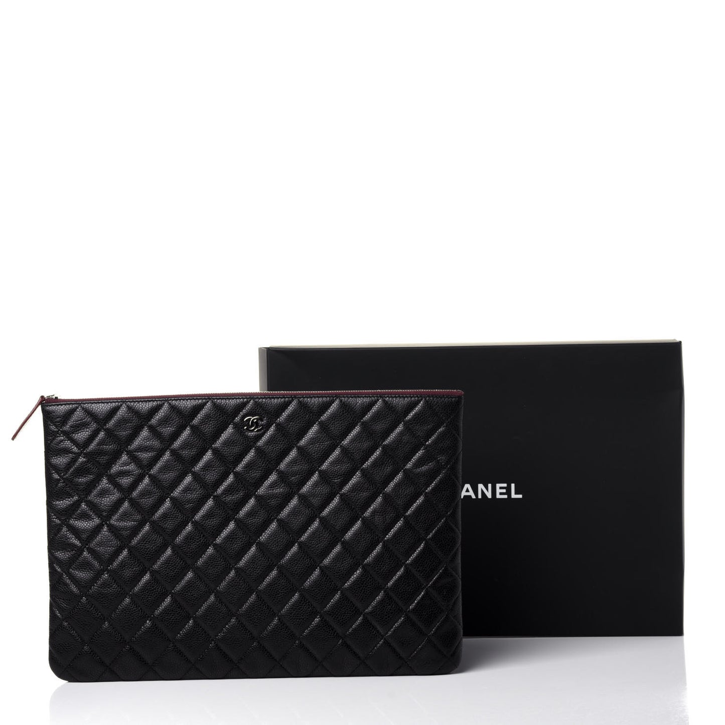 Caviar Quilted Large Cosmetic Case Black