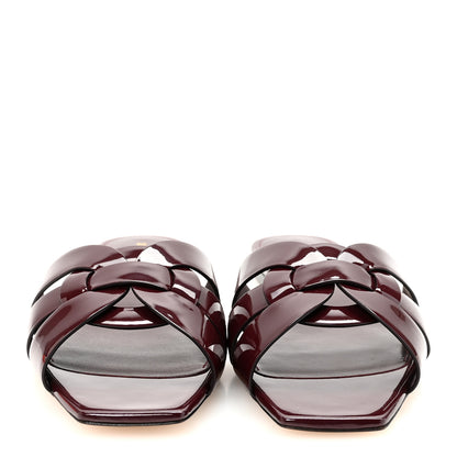 Saint Laurent Patent Tribute 05 Slide Sandals 40 Burgundy 3 of 9