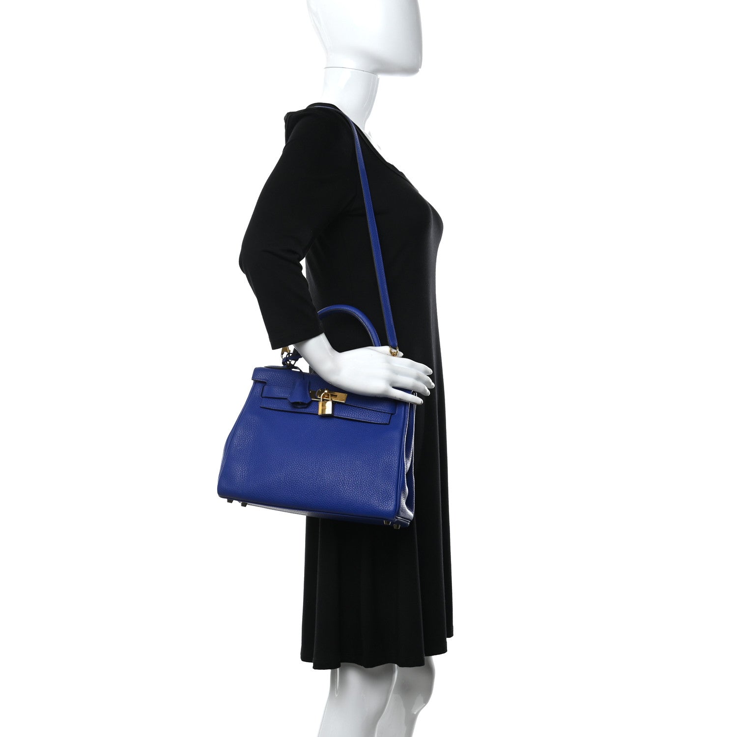 Hermes Taurillon Clemence Kelly Retourne 28 Bleu Electrique 2 of 11
