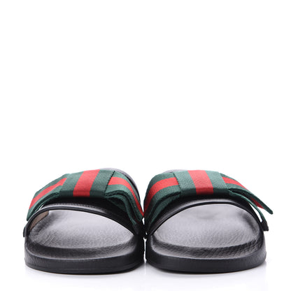 Gucci Satin Web Bow Slide Sandals 38 Black 2 of 10