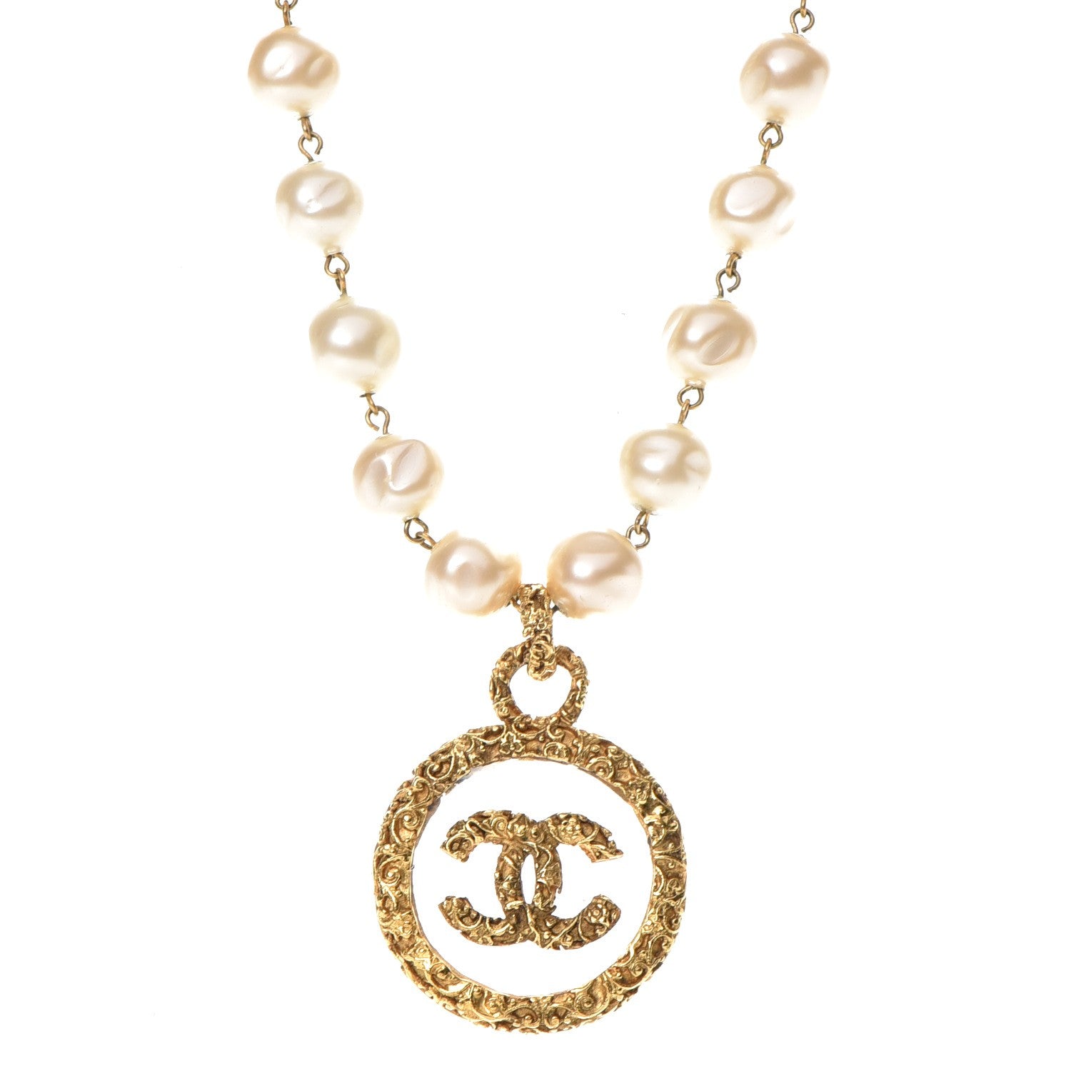 Chanel CC Pearl Necklace Gold 1 of 6