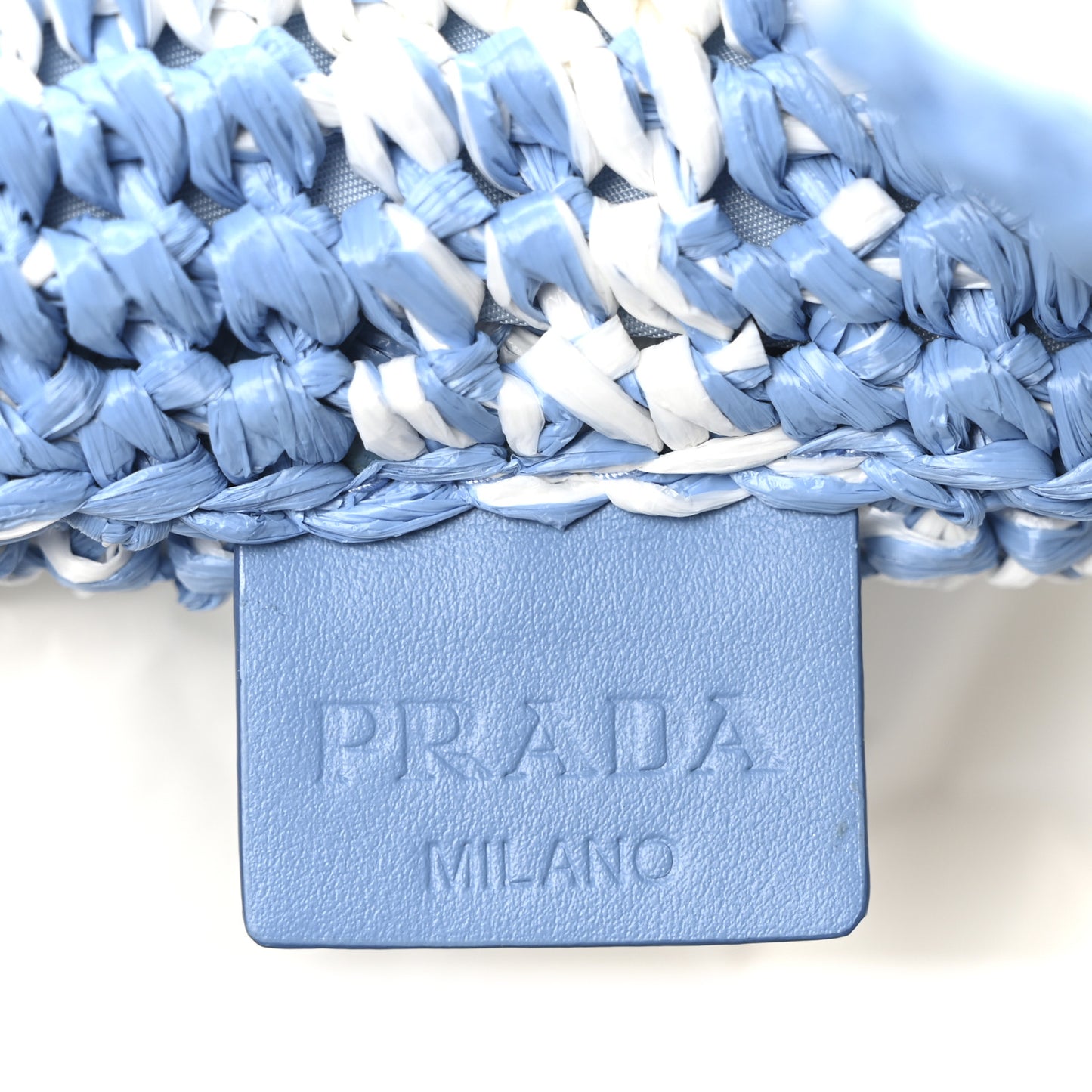 Yarn Raffia Effect Crochet Embroidered Large Logo Tote Celeste