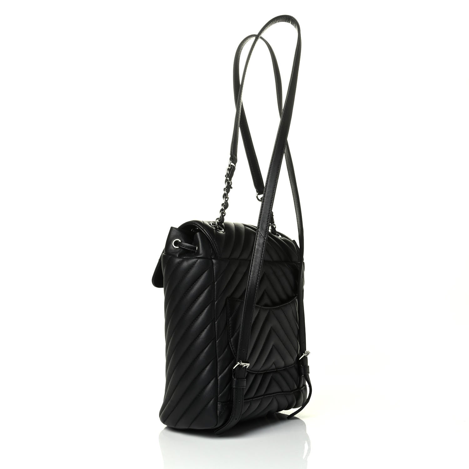 Chanel Calfskin Chevron Quilted Small Urban Spirit Backpack Black 2 of 6