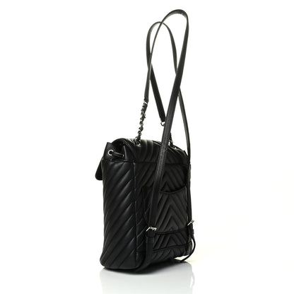 Chanel Calfskin Chevron Quilted Small Urban Spirit Backpack Black 2 of 6