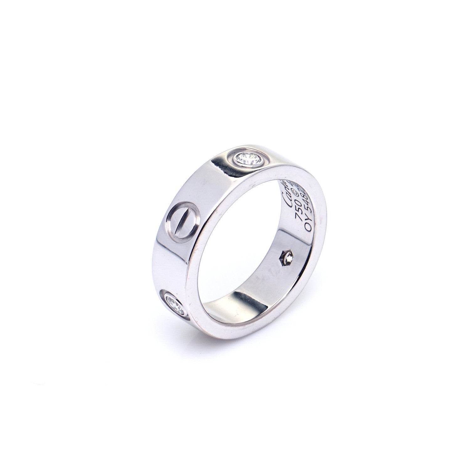 Cartier 18K White Gold 3 Diamond 5.5mm LOVE Ring 49 4.75 6 of 6