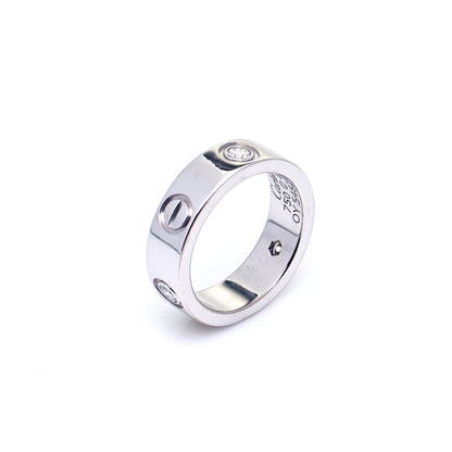 Cartier 18K White Gold 3 Diamond 5.5mm LOVE Ring 49 4.75 6 of 6