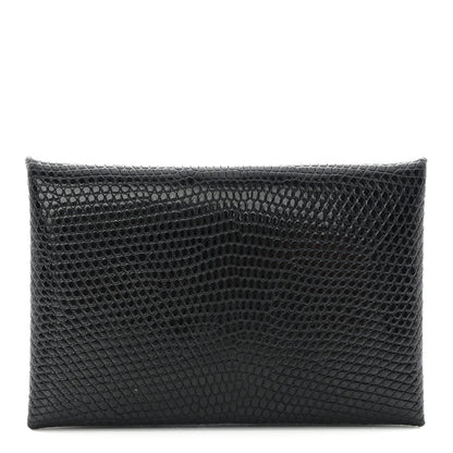 Hermes Lizard Calvi Card Case Black 1 of 7