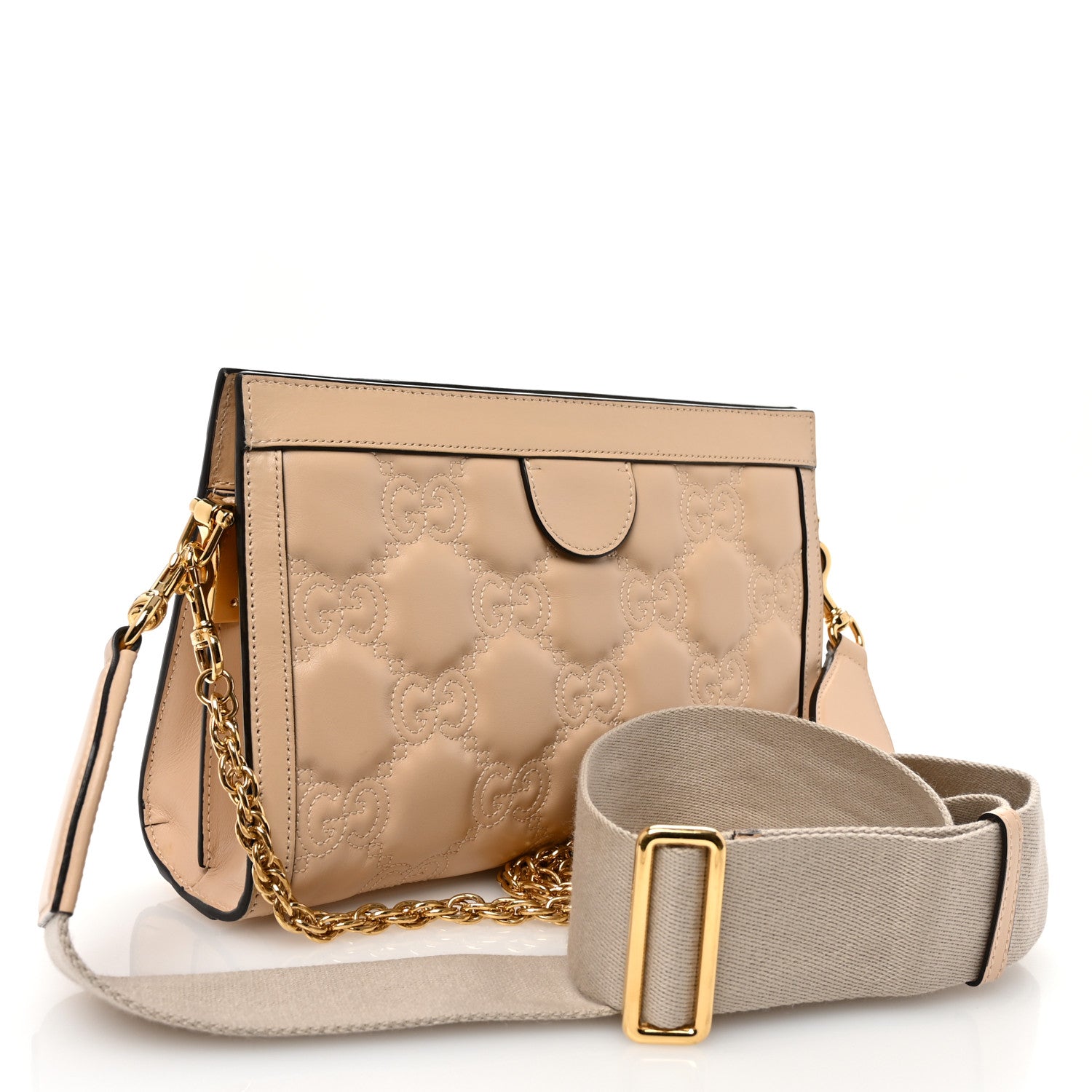Gucci Calfskin GG Matelasse Small Slim Chain Shoulder Bag Naturale 3 of 12