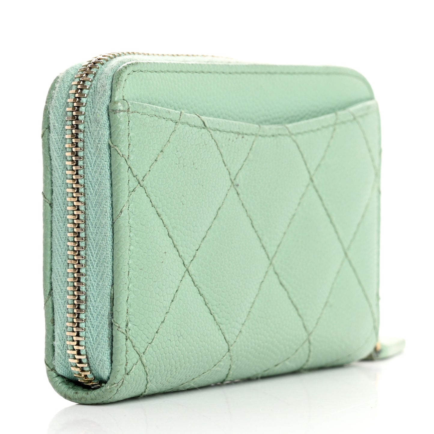 Caviar Quilted Zip Coin Purse Light Green