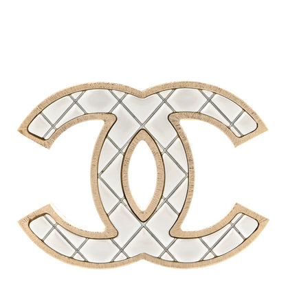 Chanel Metal Quilted CC Brooch Silver Gold 1 of 4