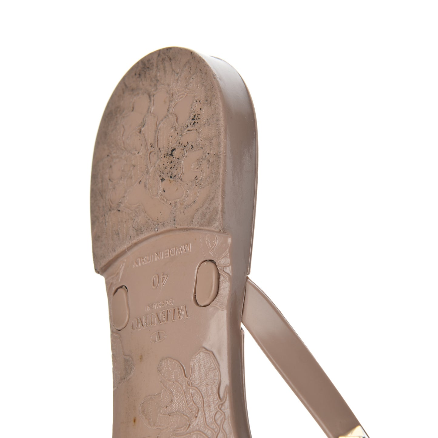 PVC Jelly Rockstud Bow Thong Sandals 40 Poudre