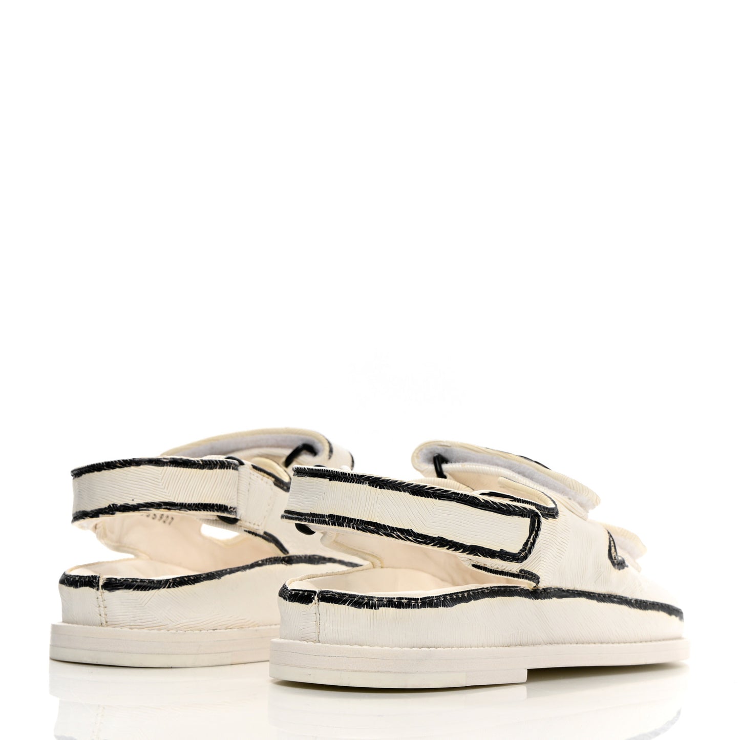 Calfskin Printed Velcro Dad Sandals 35 White Black