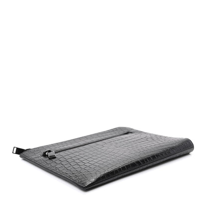 Saint Laurent Calfskin Crocodile Embossed iPad Case Black 4 of 7