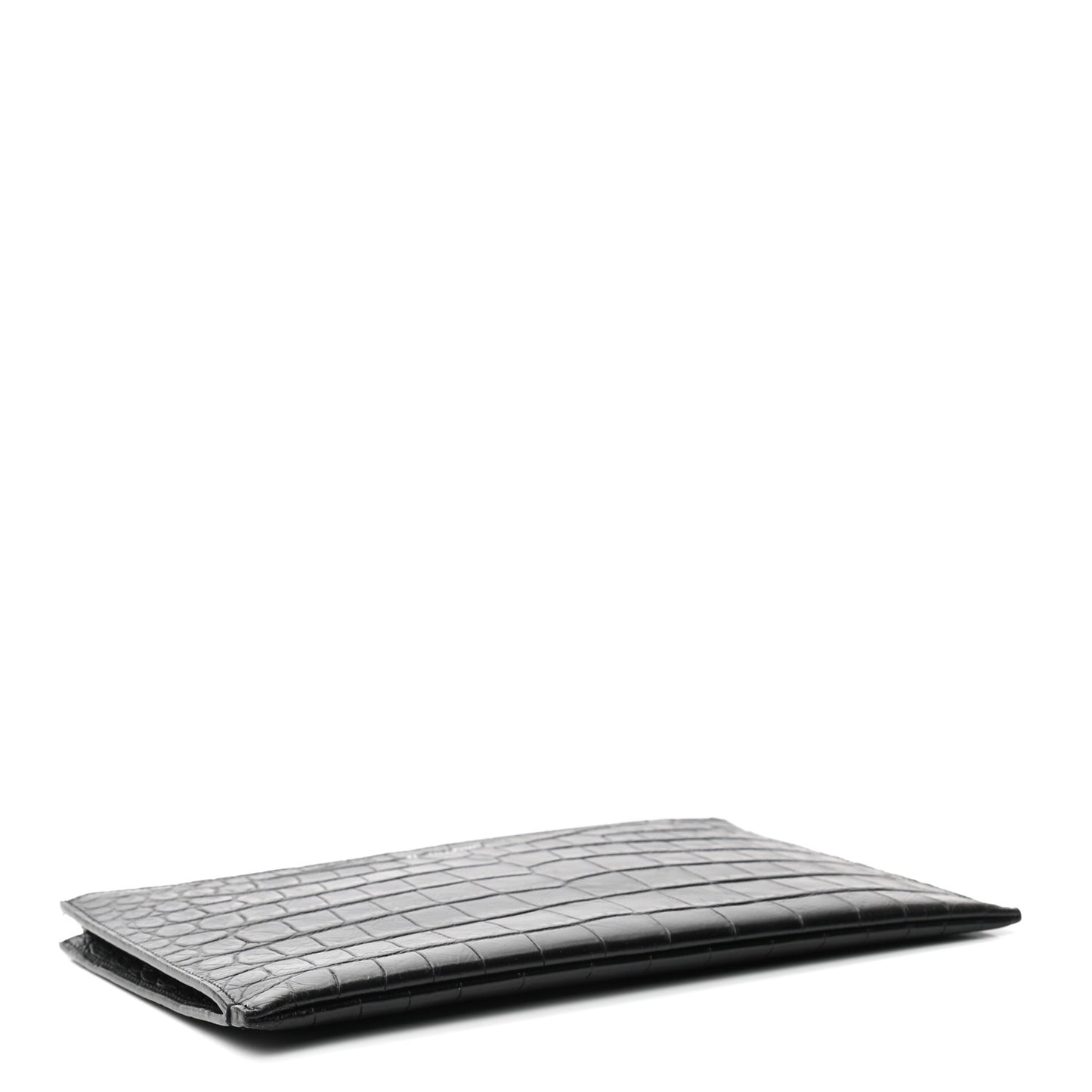 Calfskin Crocodile Embossed Zip Mini Tablet Sleeve Black