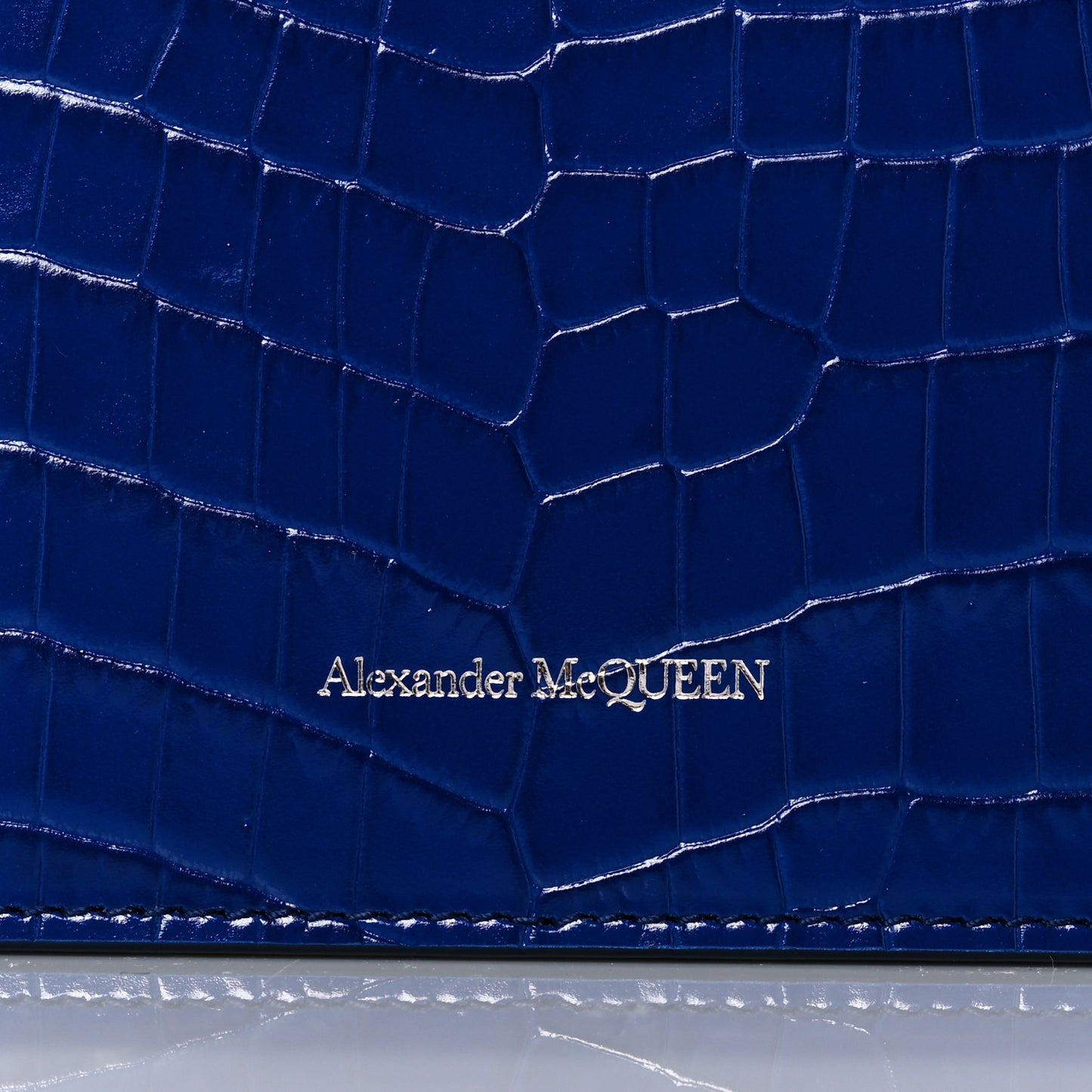 Calfskin Crocodile Embossed Skull Mini Crossbody Bag Deep Lapis Blue