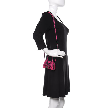 Balenciaga Shiny Calfskin Python Effect Hourglass Top Handle Bag Mini Fuchsia Black 2 of 8