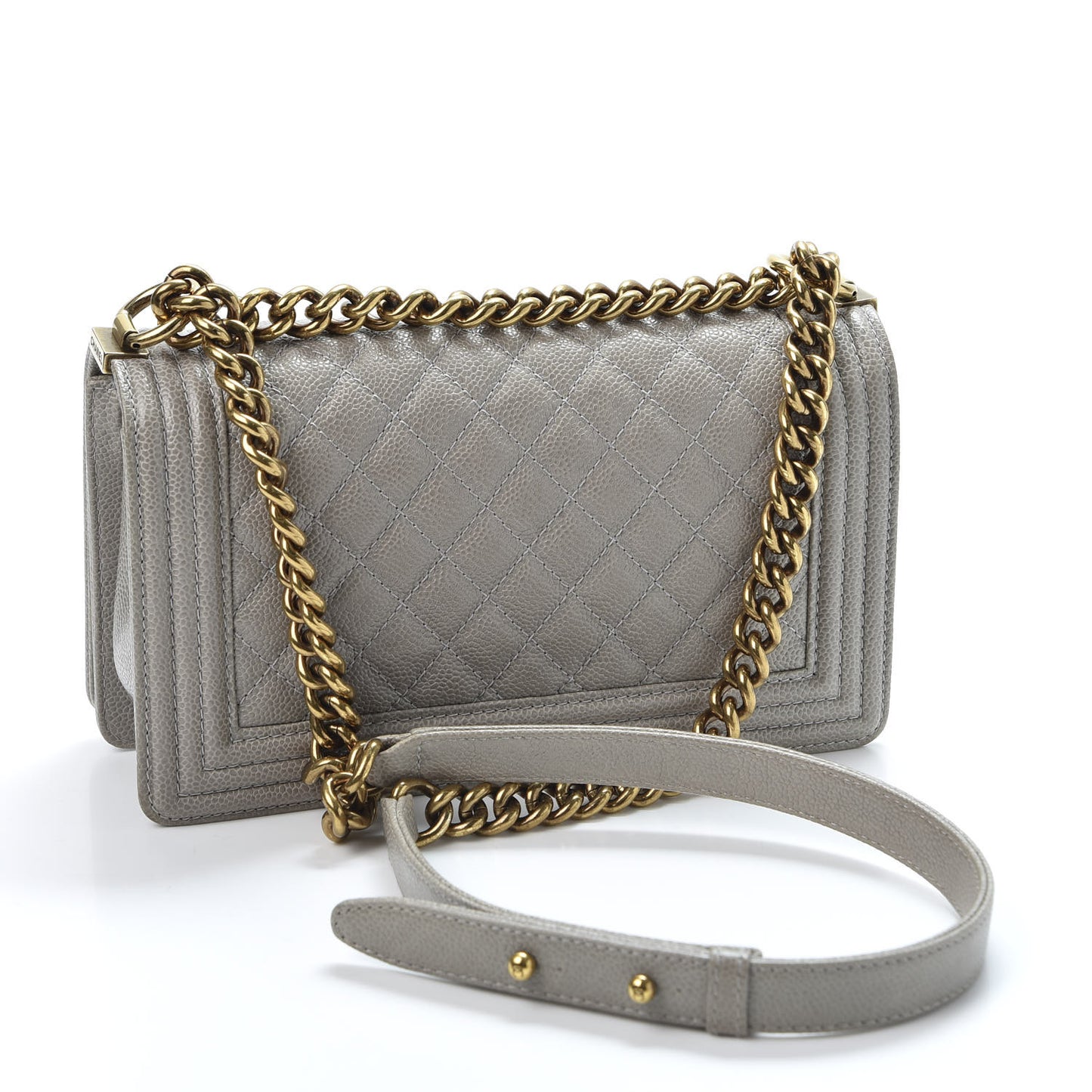 Caviar Quilted Medium Boy Flap Dark Beige