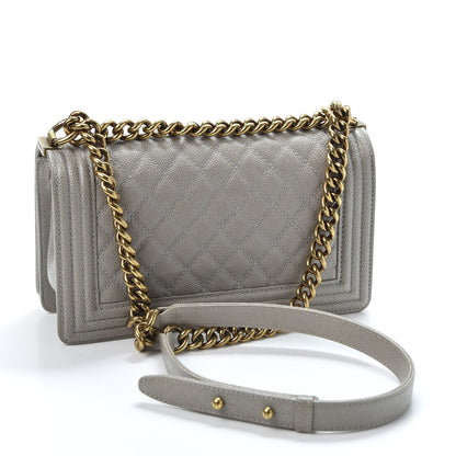 Chanel Caviar Quilted Medium Boy Flap Dark Beige 2 of 14