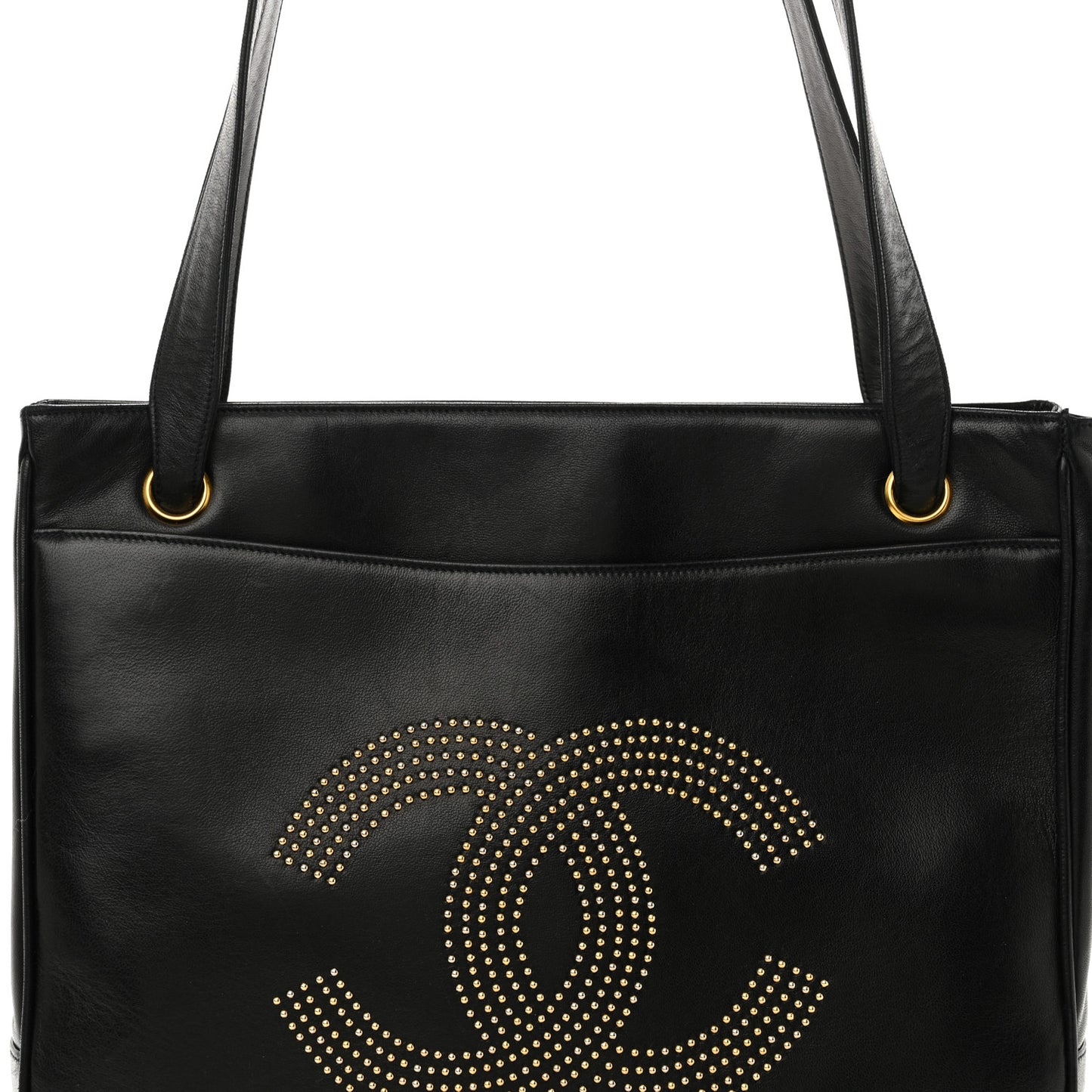 Lambskin Studded CC Tote Black