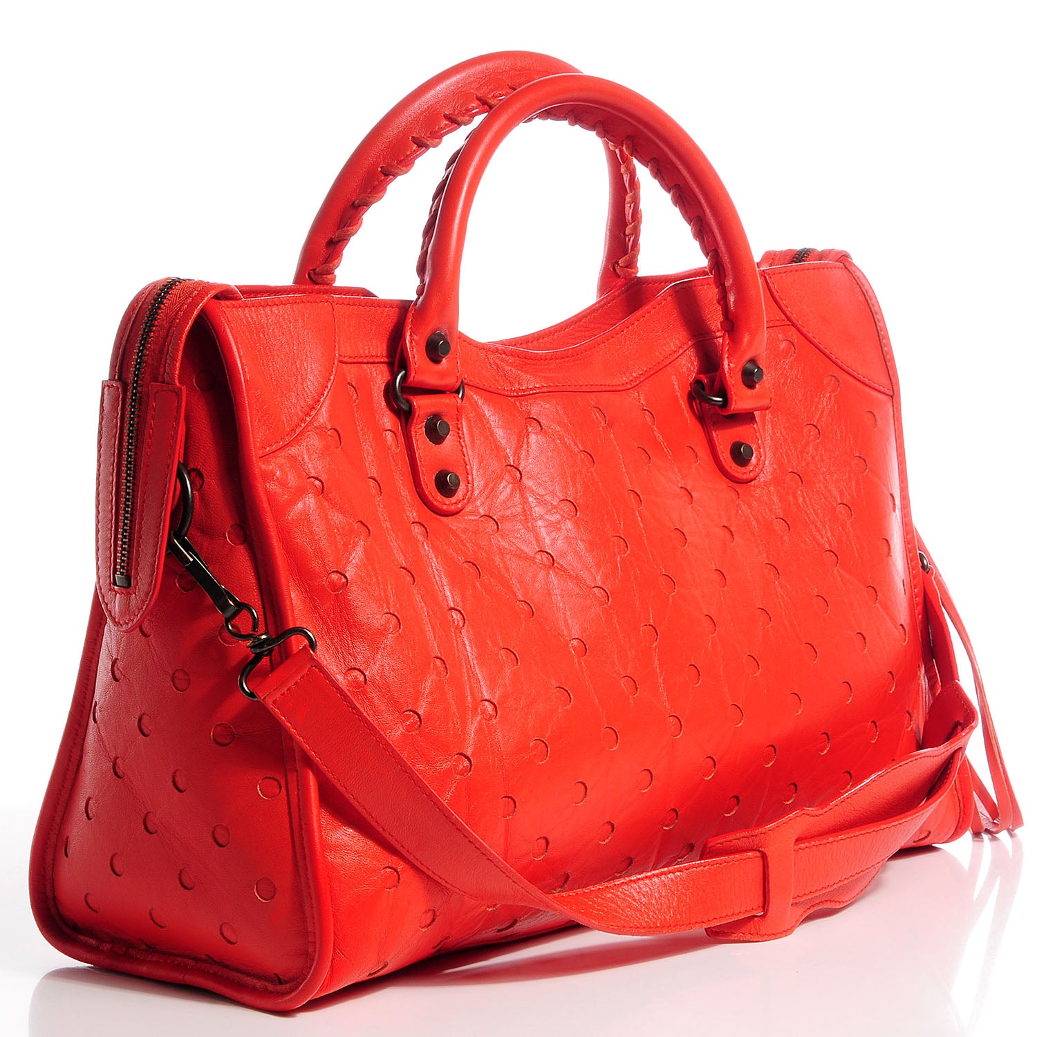 Balenciaga Perforated Lambskin Polka Dots City Orange Sanguine 6 of 13