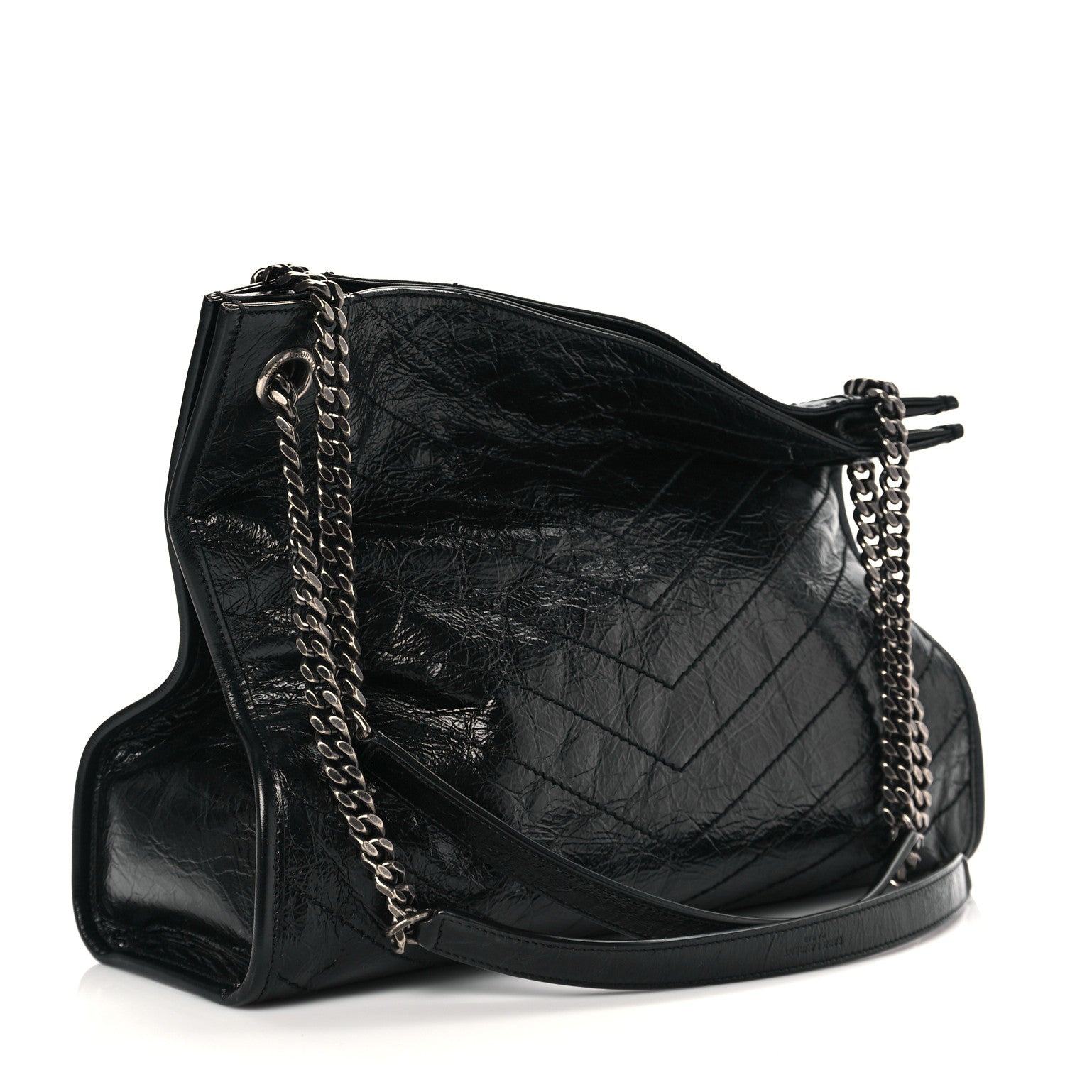 Saint Laurent Crinkled Calfskin Matelasse Monogram Medium Niki Shopper Tote Black 3 of 11