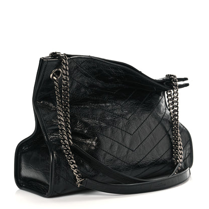 Saint Laurent Crinkled Calfskin Matelasse Monogram Medium Niki Shopper Tote Black 3 of 11