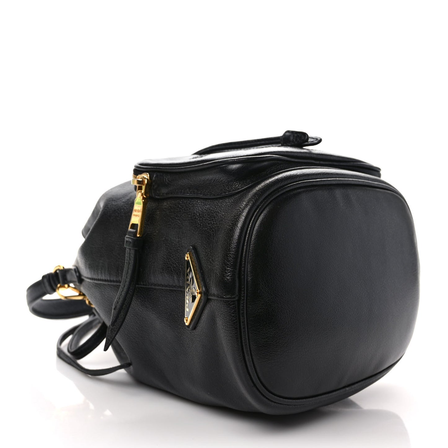 Glace Calfskin Embossed Secchiello Bucket Bag Black