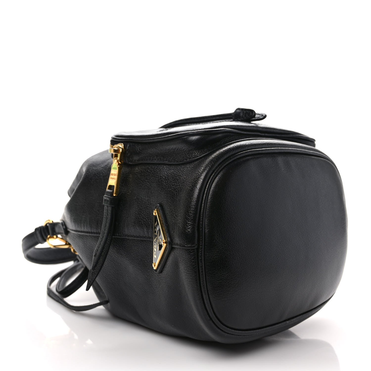 Prada Glace Calfskin Embossed Secchiello Bucket Bag Black 4 of 11