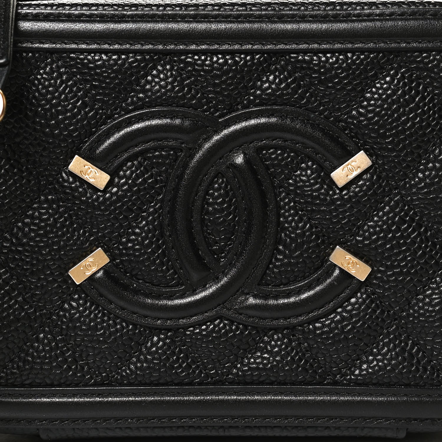 Chanel Caviar Quilted CC Filigree Vanity Clutch With Chain Black 8 of 10
