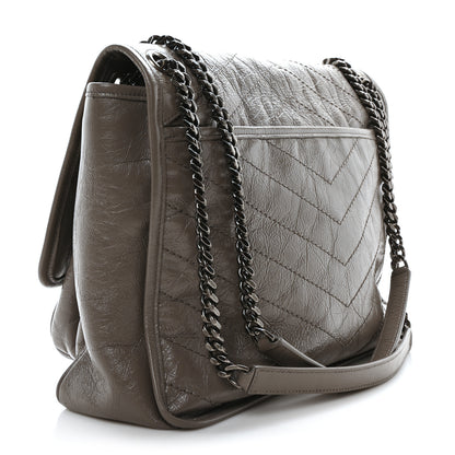 Saint Laurent Crinkled Calfskin Matelasse Monogram Large Niki Chain Satchel Fog 3 of 10