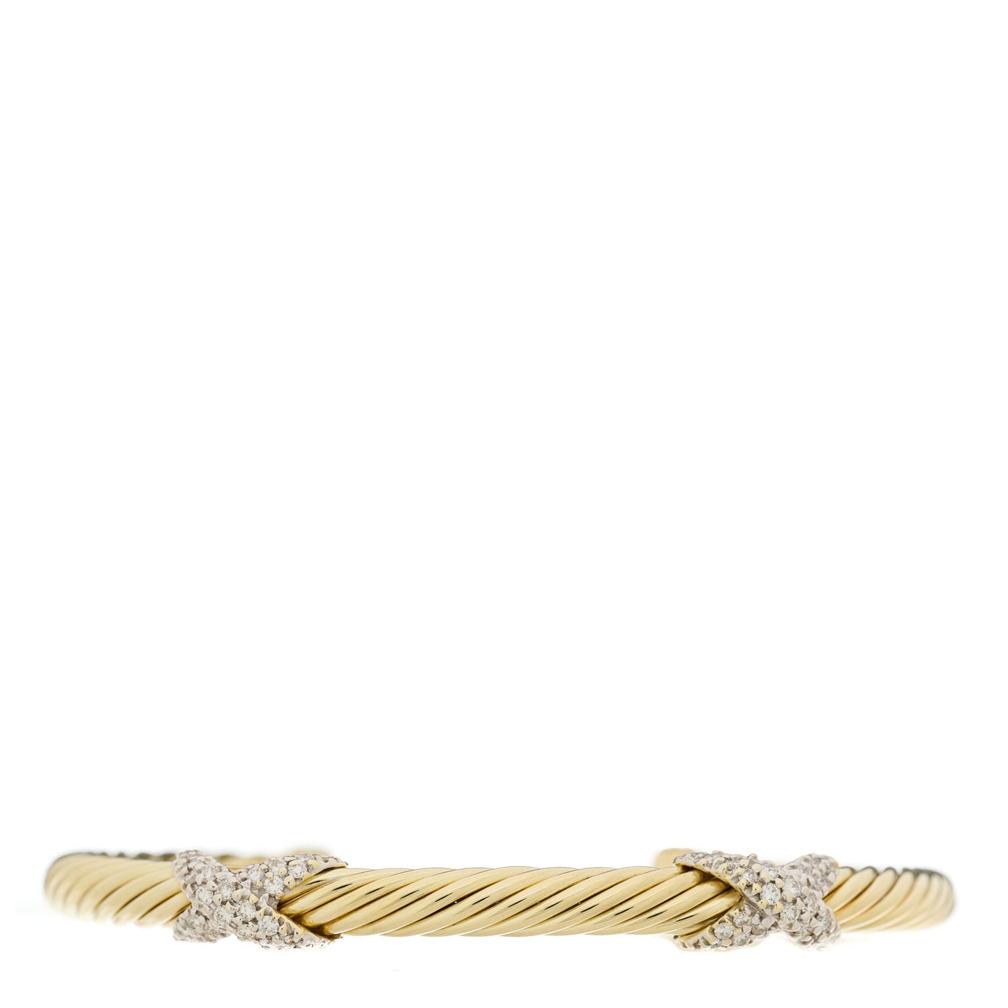 14K Yellow Gold Diamond 5mm Double X Station Cable Bracelet