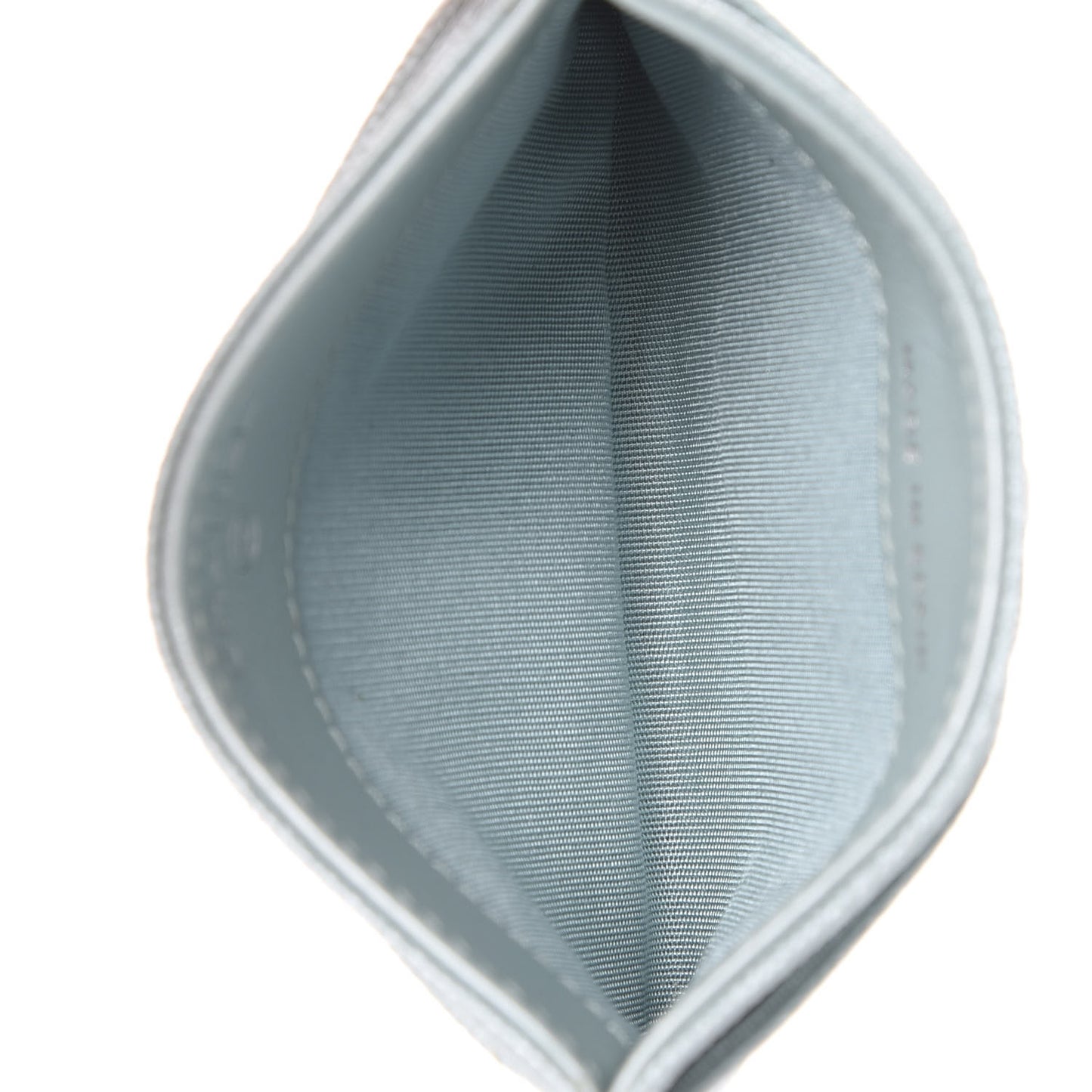 Metallic Caviar Chevron Quilted Vintage Mademoiselle Card Holder Light Blue