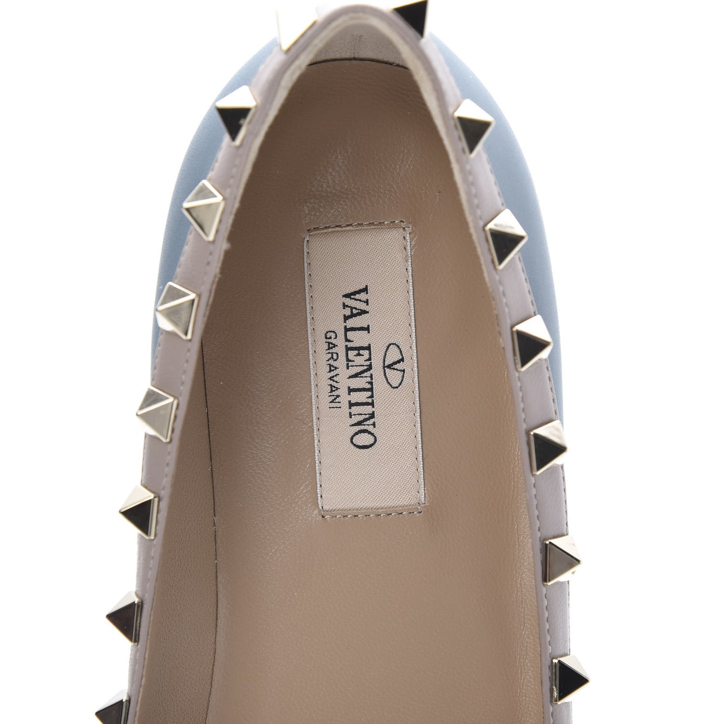 Calfskin Nappa Rockstud Ballerina Flats 37.5 Amadeus Poudre