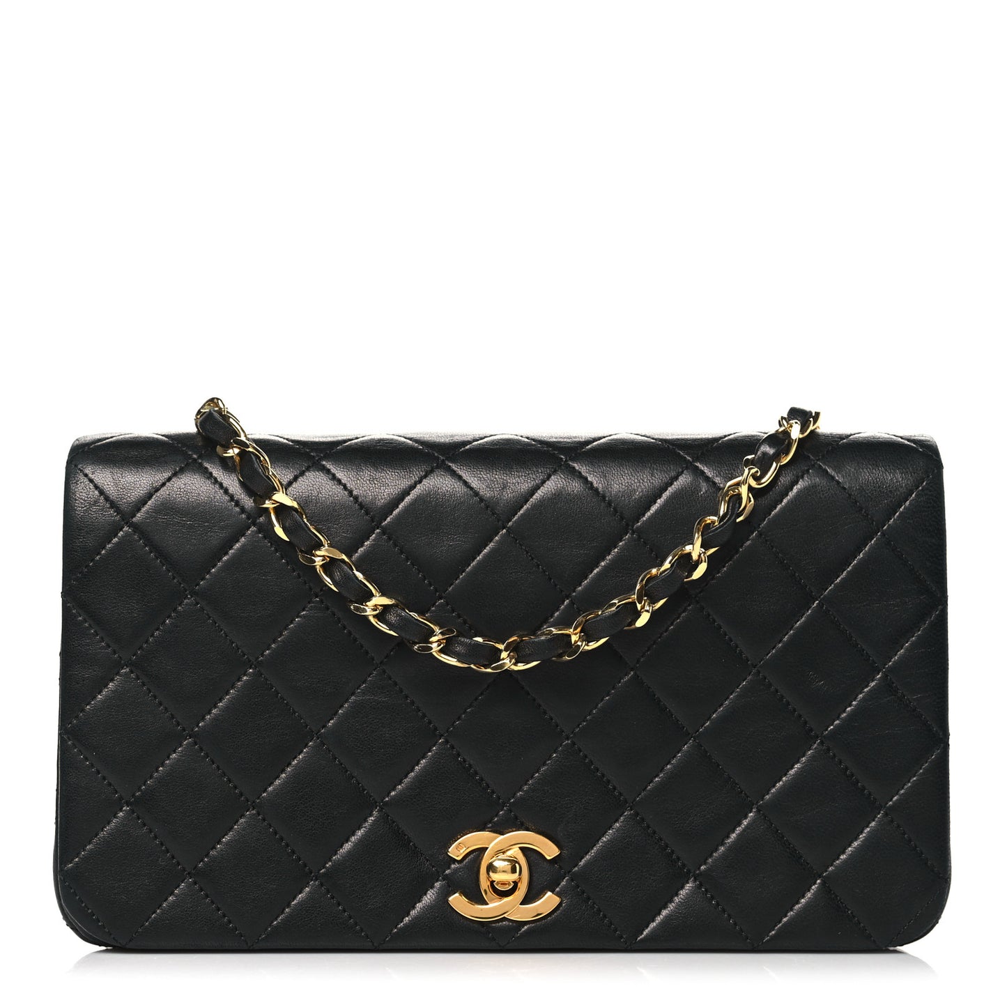 Lambskin Quilted Small Single Flap Black