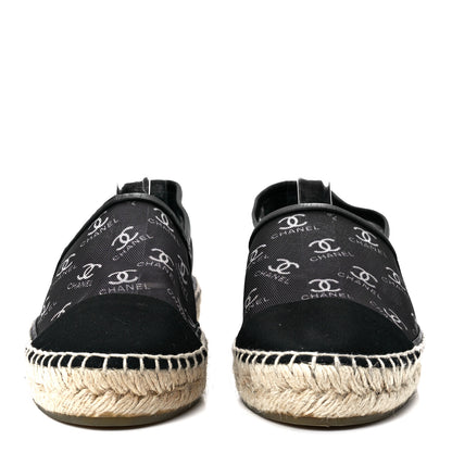 Chanel Mesh Grosgrain CC Espadrilles 37 Black White 2 of 8