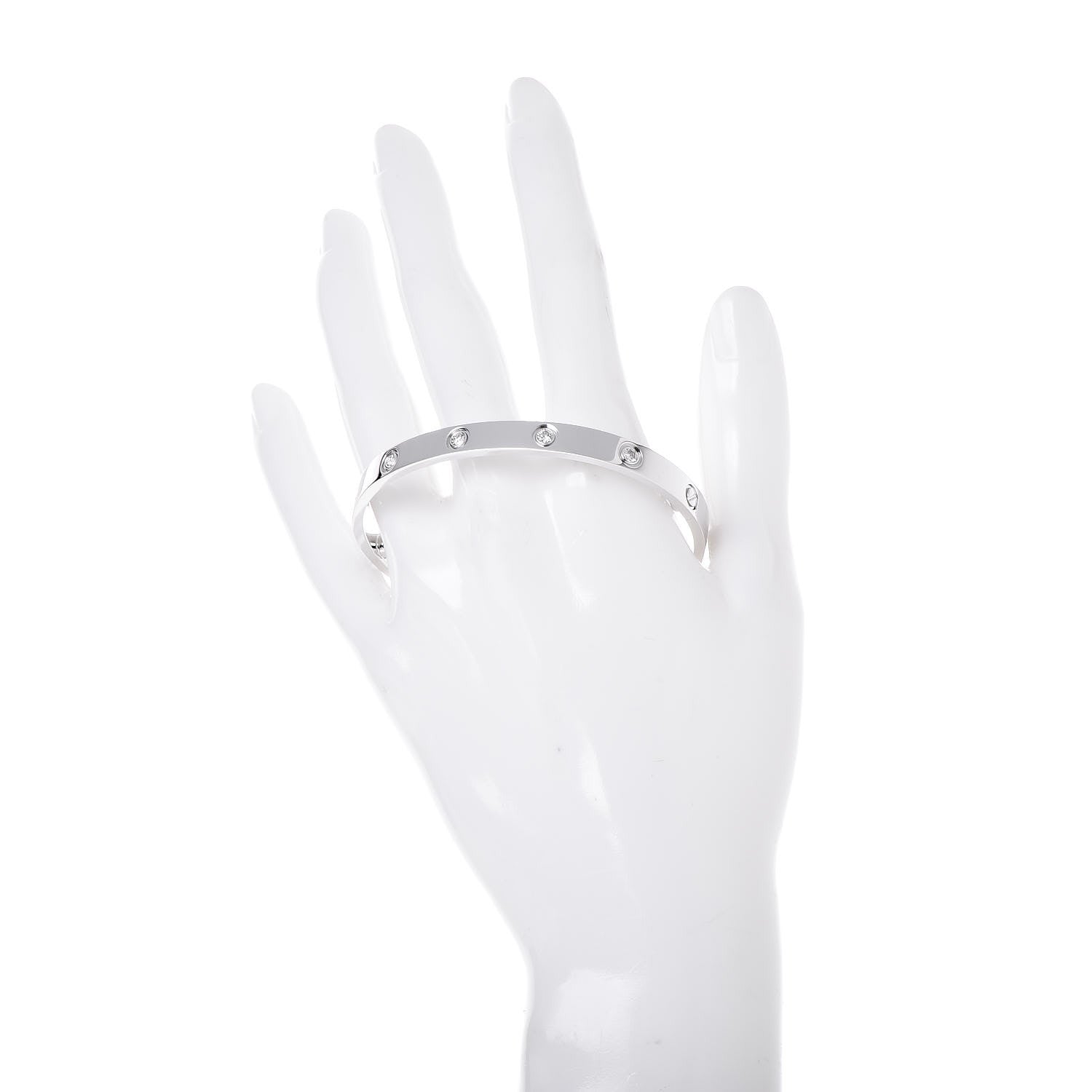 Cartier 18K White Gold 10 Diamond LOVE Bracelet 18 2 of 10