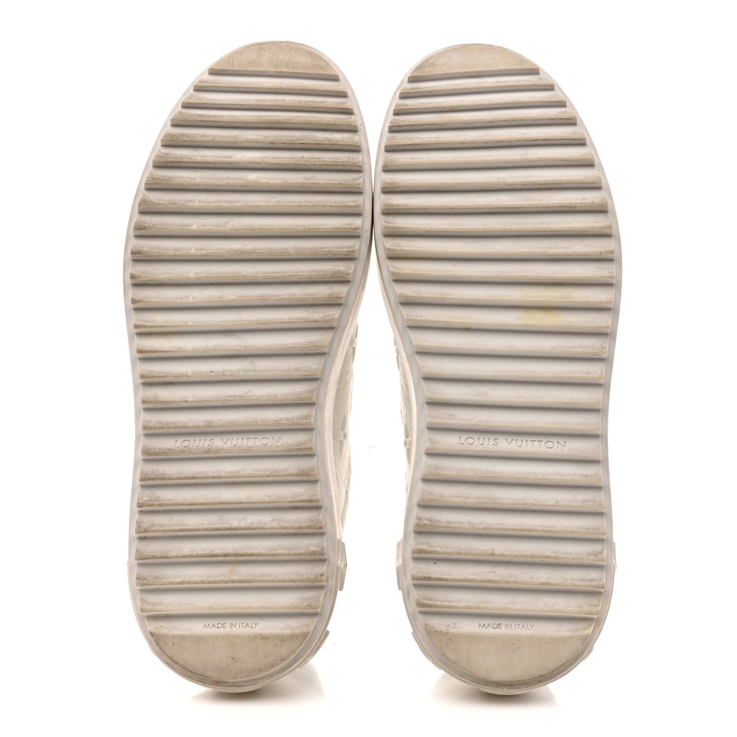 Lambskin Embossed Monogram Time Out Sneakers 35  White