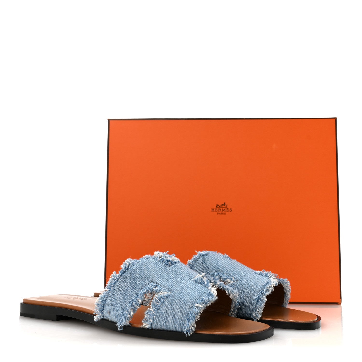 Hermes Denim Oran Fringe Sandals 40 Bleu Clair 10 of 10