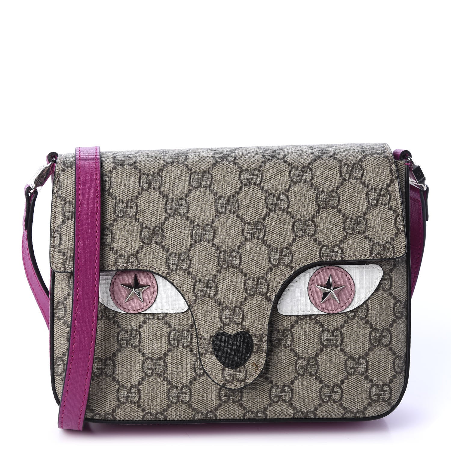 Gucci GG Supreme Monogram Childrens Animal Face Messenger Bag Beige Ebony 1 of 9