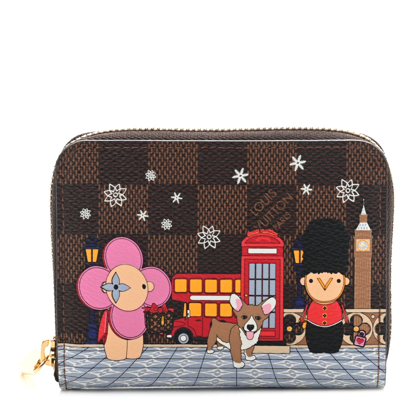 Damier Ebene 2021 Christmas Animation London Zippy Coin Purse Red