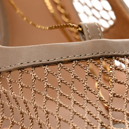 Bottega Veneta Mesh Calfskin Stretch Chain Strap 90mm Pumps 39 Beige Pony 10 of 10