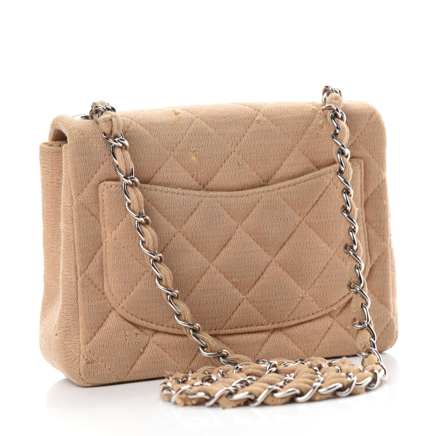 Chanel Jersey Quilted Mini Square Flap Beige 3 of 13