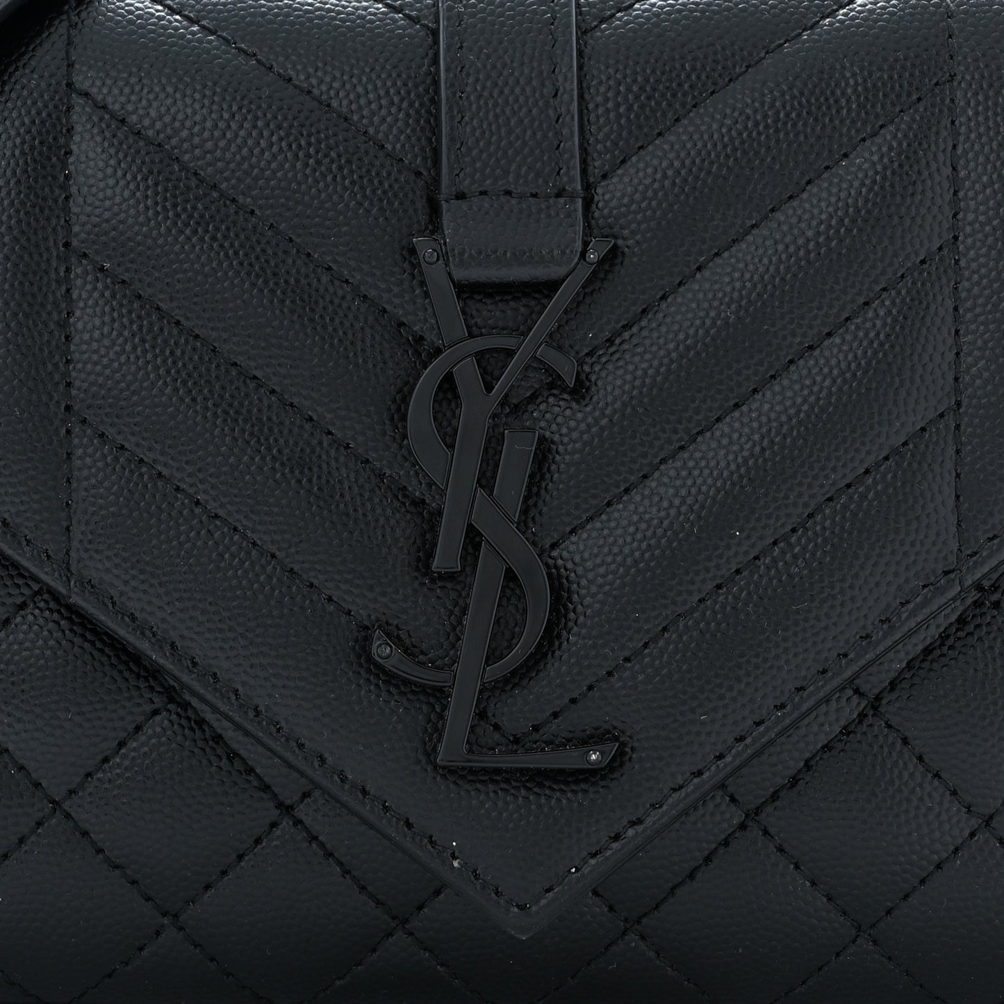 Grain De Poudre Textured Mixed Matelasse Triquilt Small Monogram Monochrome Satchel Black