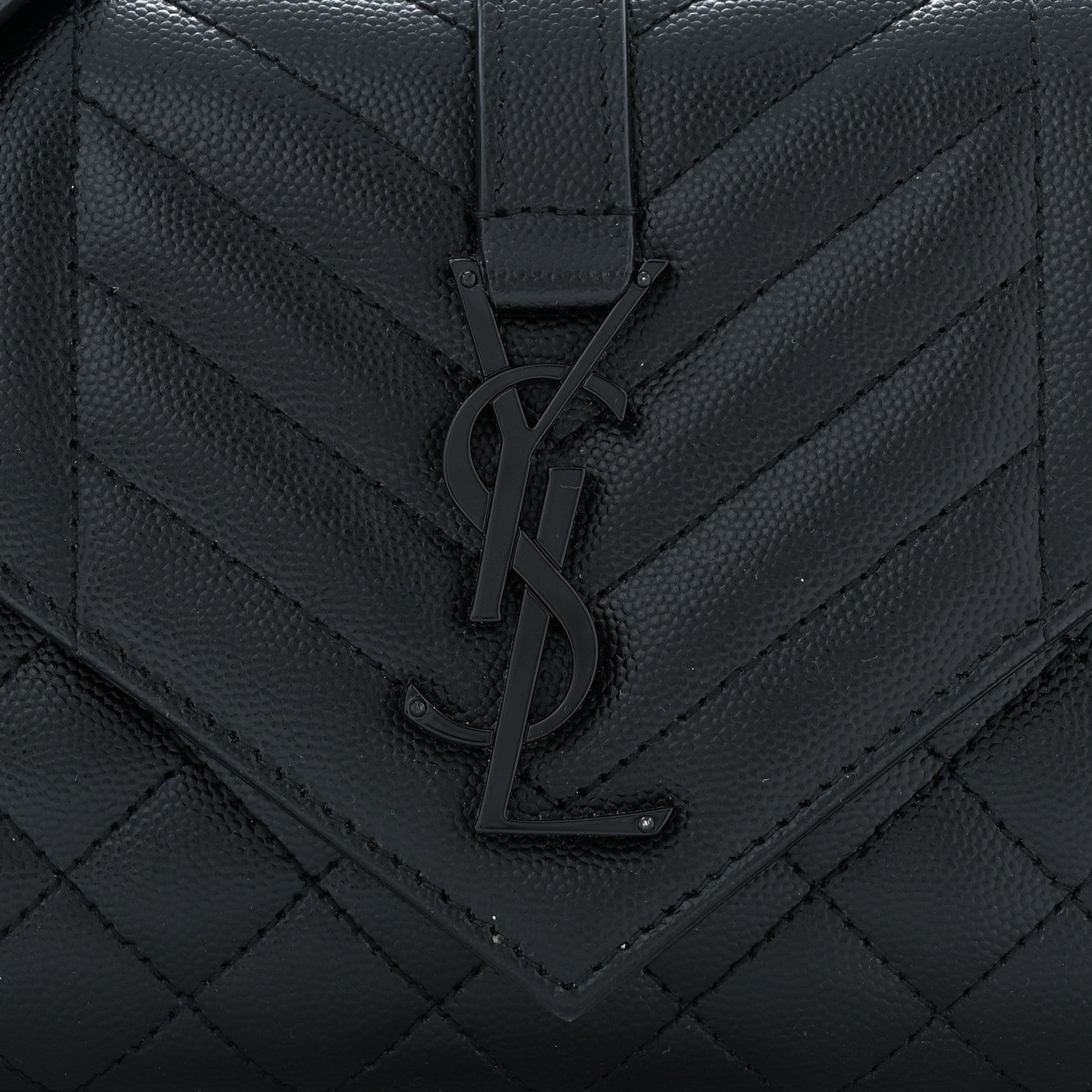 Saint Laurent Grain De Poudre Textured Mixed Matelasse Triquilt Small Monogram Monochrome Satchel Black 8 of 10