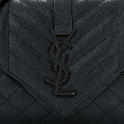 Saint Laurent Grain De Poudre Textured Mixed Matelasse Triquilt Small Monogram Monochrome Satchel Black 8 of 10